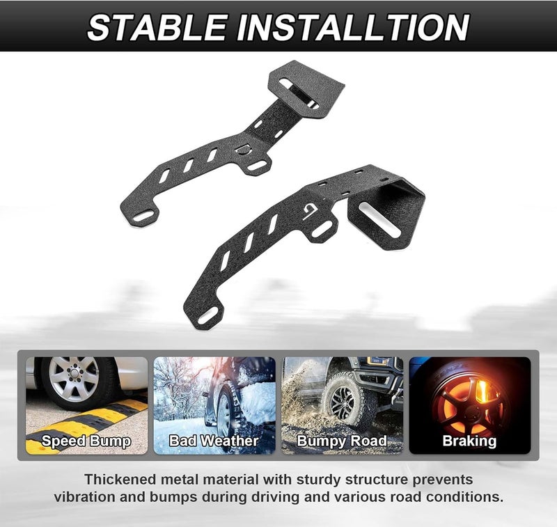 ROMELACK Hood Mount Brackets Ditch Light Pods Bracket Heavy Duty Steel Compatible with Chevy Silverado Fit GMC Sierra 1500 Models 2022-2024 - Image 3